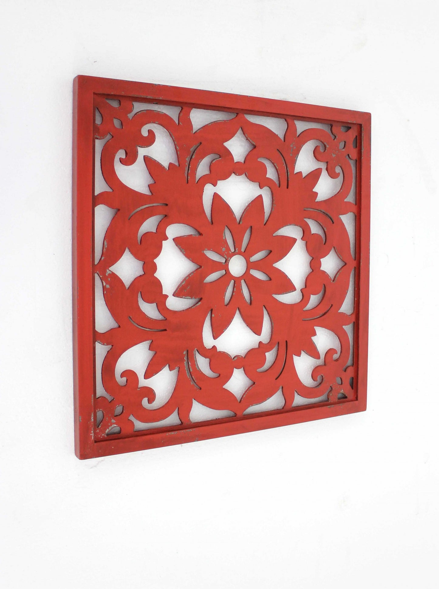 24" X 24" X 1" Red Vintage Floral - Wall Plaque