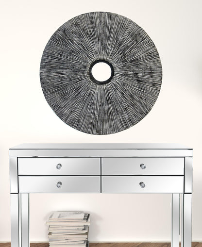 30" X 30" Contemporary Grey Round Rib Wall Art