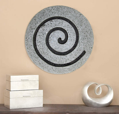 19" X 19" X 2" Gray Round Modern Spiral Wall Art