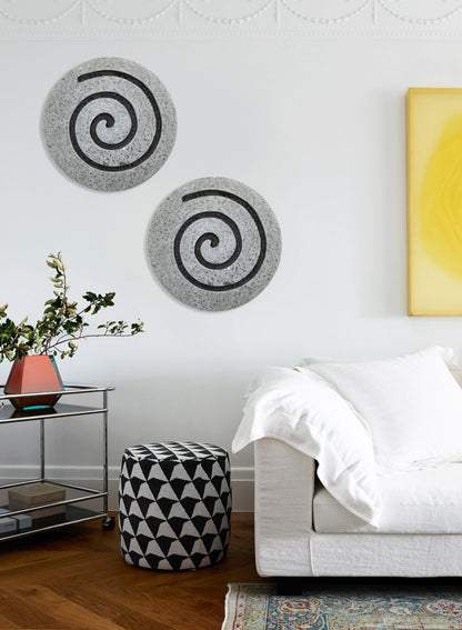 19" X 19" X 2" Gray Round Modern Spiral Wall Art