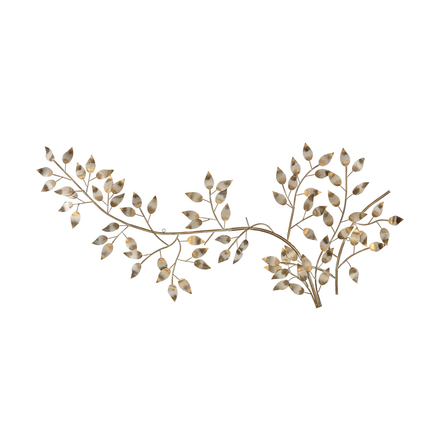 Brushed Gold Flowing Leaves Metal Wall Decor