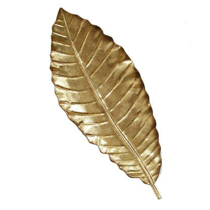 9" X 21" Gold Large Leaf Metal Wall Decor