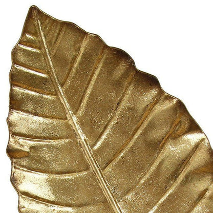 9" X 21" Gold Large Leaf Metal Wall Decor