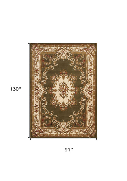 7' X 10'  Polypropylene Greenor Ivory Area Rug