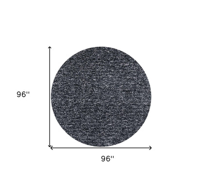 8' Black Heather Round Indoor Shag Rug