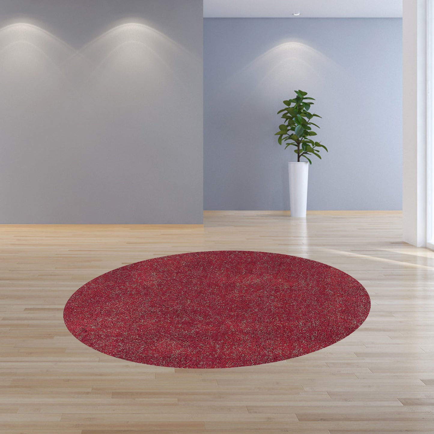 8' Round  Polyester Red Heather Area Rug