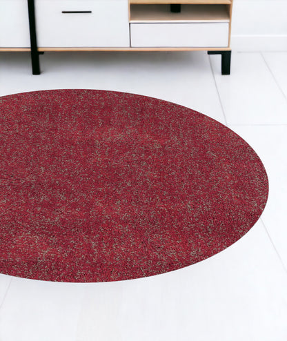 8' Round  Polyester Red Heather Area Rug