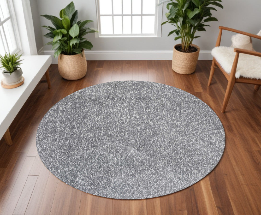 8' Gray Round Hand Woven Area Rug