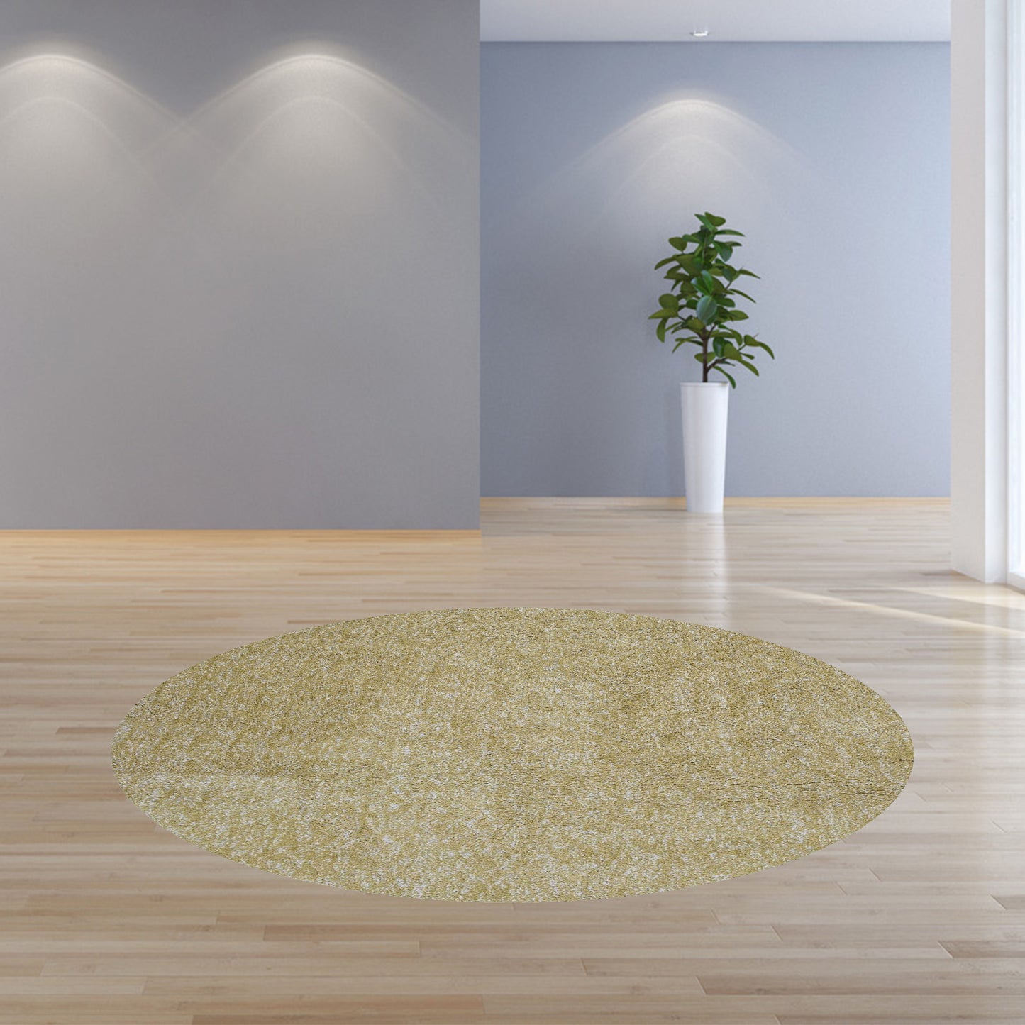 8' Round  Polyester Yellow Heather Area Rug