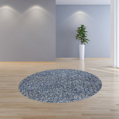 8' Indigo Ivory Heather Round Indoor Shag Rug