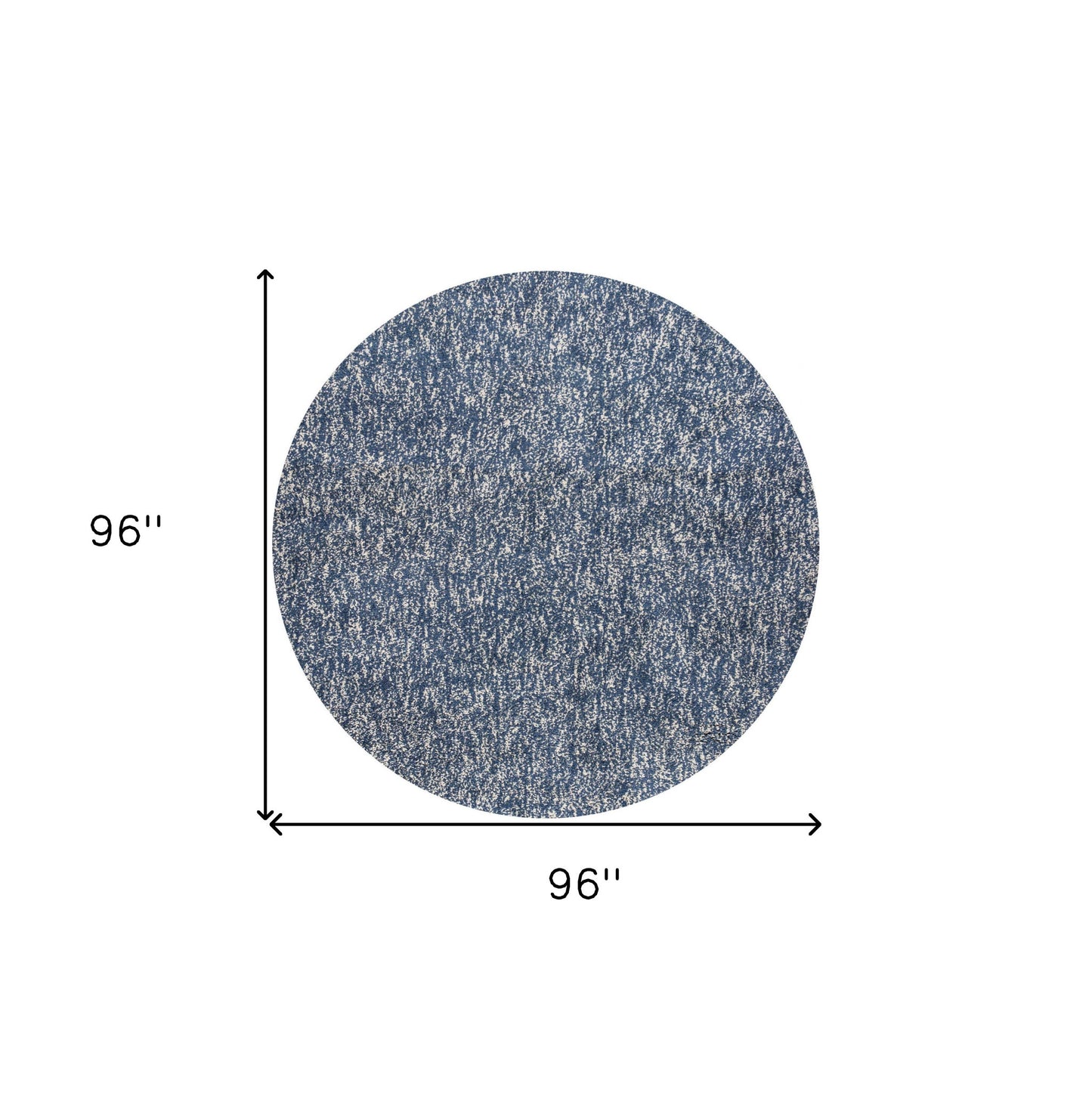 8' Indigo Ivory Heather Round Indoor Shag Rug