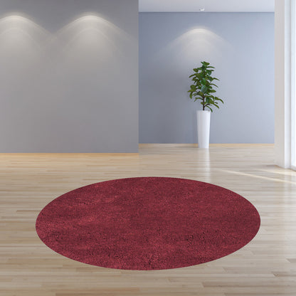 8' Red Round Indoor Shag Rug