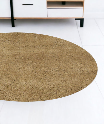 8' Round  Polyester Gold Area Rug