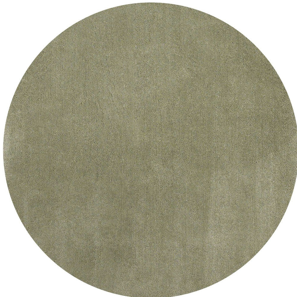 8' Sage Green Round Hand Woven Area Rug