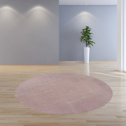 8' Round  Polyester Rose Pink Area Rug