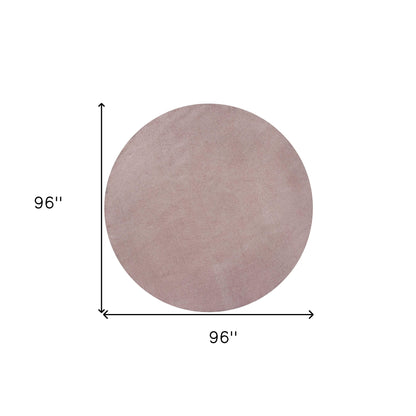 8' Round  Polyester Rose Pink Area Rug