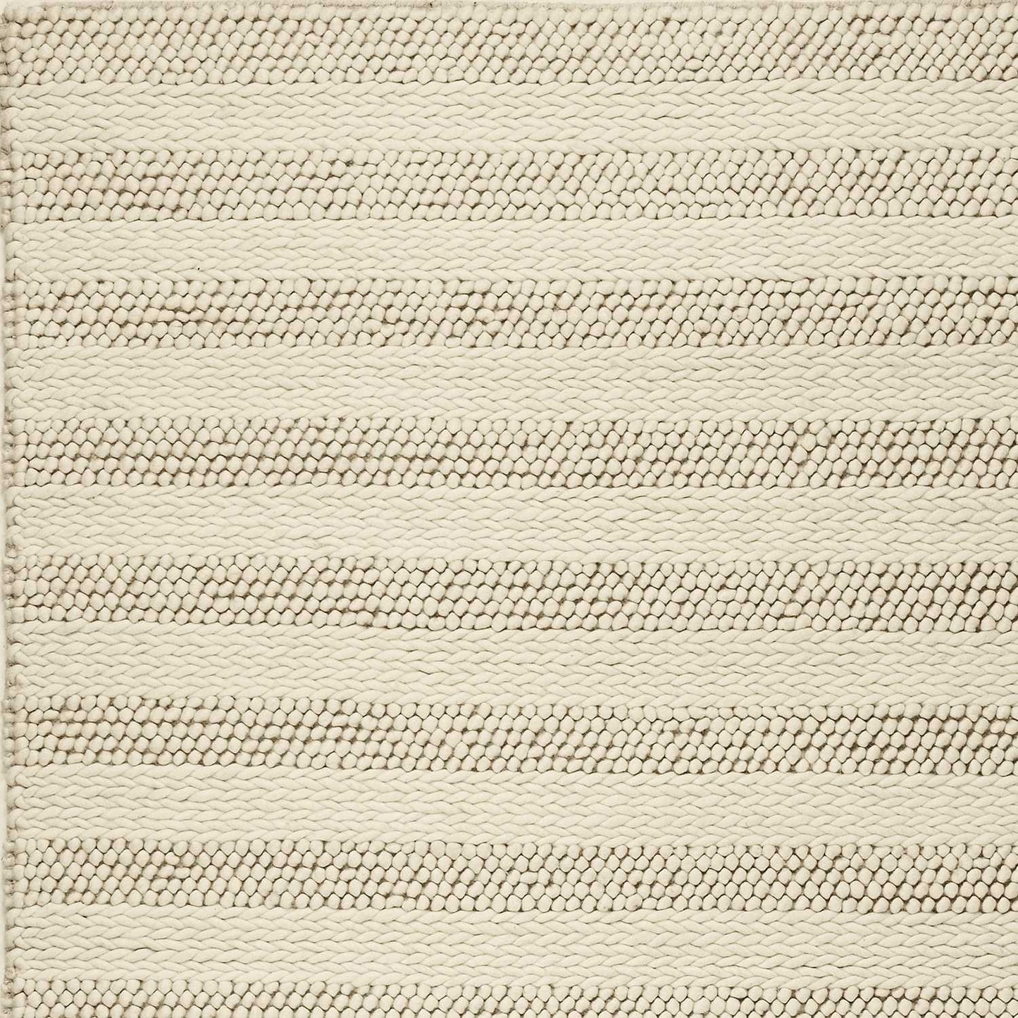 5' X 7' White Ivory Hand Woven Knobby Cornish Stripe Indoor Area Rug