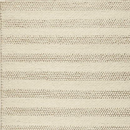 5' X 7' White Ivory Hand Woven Knobby Cornish Stripe Indoor Area Rug