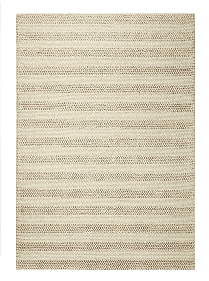 5' X 7' White Ivory Hand Woven Knobby Cornish Stripe Indoor Area Rug