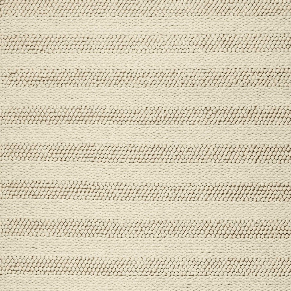 5' X 7' White Ivory Hand Woven Knobby Cornish Stripe Indoor Area Rug