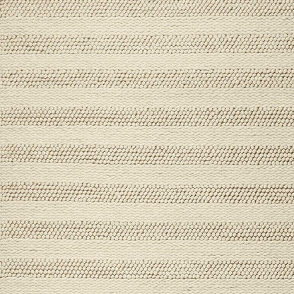 5' X 7' White Ivory Hand Woven Knobby Cornish Stripe Indoor Area Rug