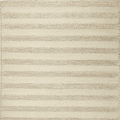 5' X 7' White Ivory Hand Woven Knobby Cornish Stripe Indoor Area Rug