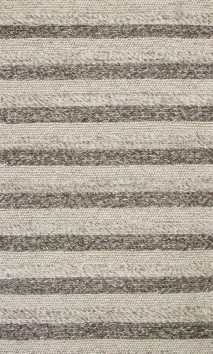 5' X 7' Grey White Hand Woven Knobby Stripes Indoor Area Rug