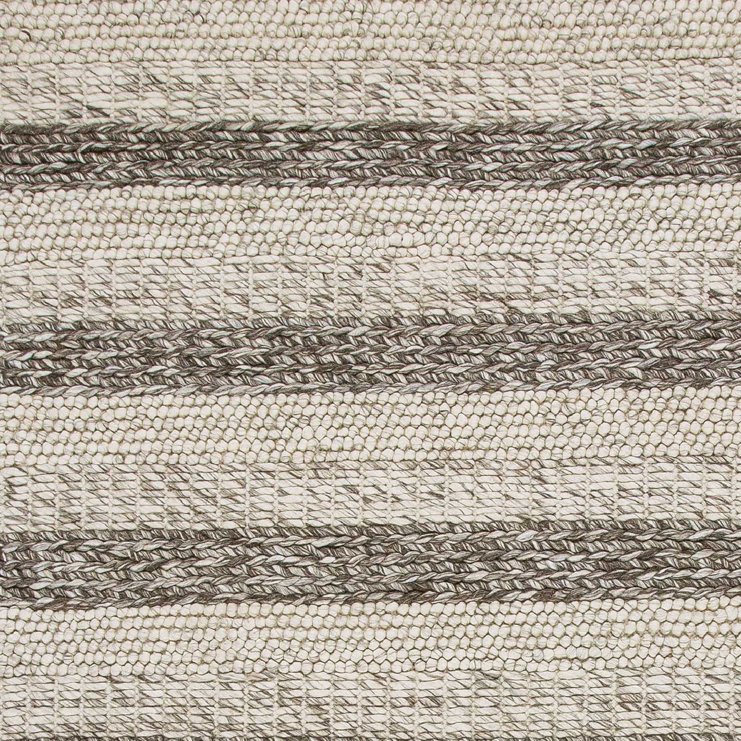 5' X 7' Grey White Hand Woven Knobby Stripes Indoor Area Rug