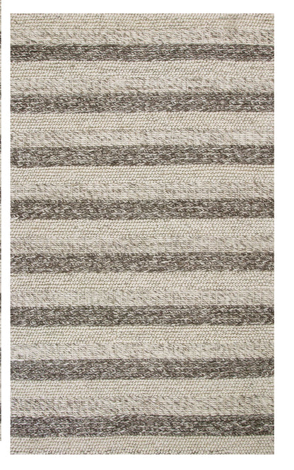 5' X 7' Grey White Hand Woven Knobby Stripes Indoor Area Rug