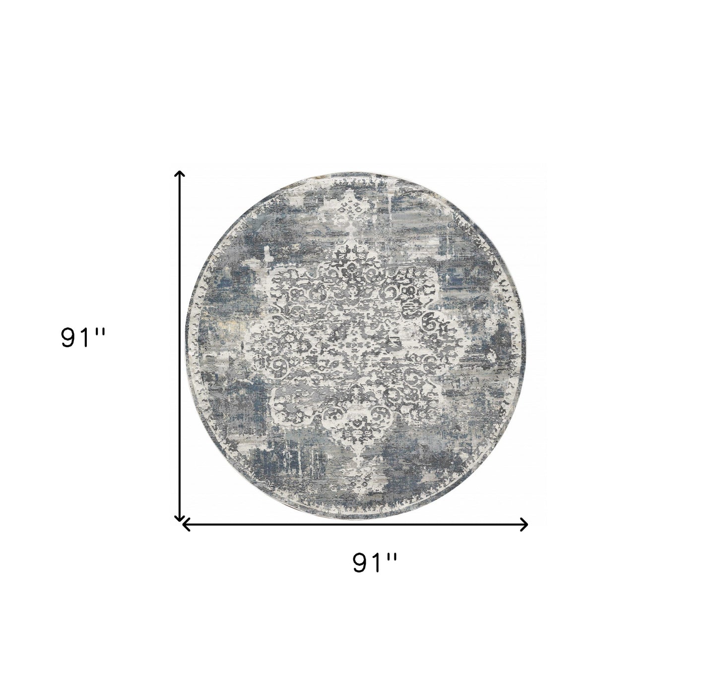 7' Round Polyester Ivory Area Rug