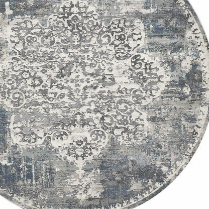 7' Round Polyester Ivory Area Rug