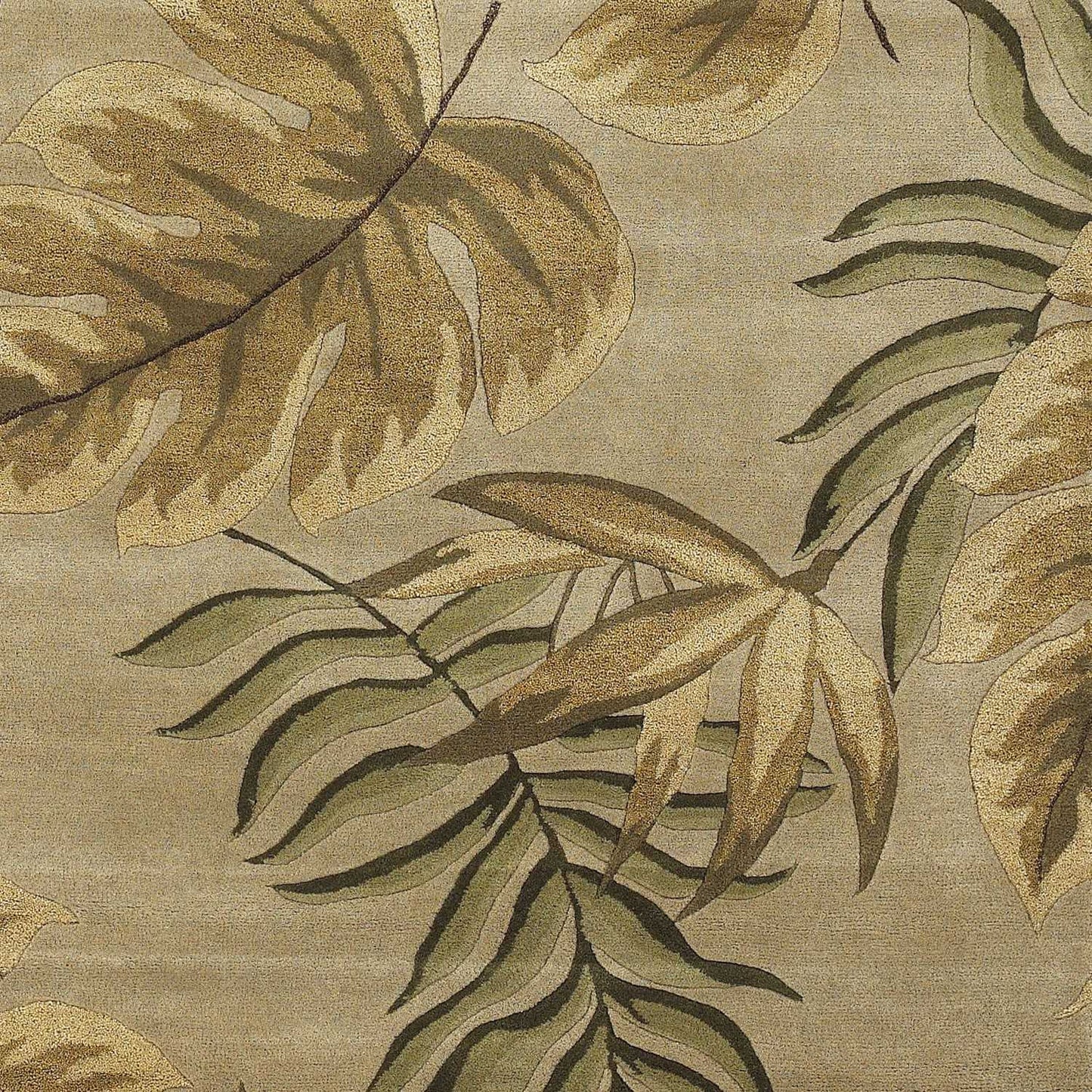 5' X 8' Sand Beige Hand Tufted Tropical Leaves Indoor Area Rug