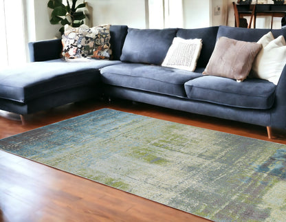 7' X 10' Blue and Green Area Rug