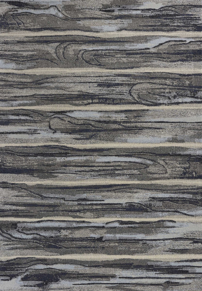 8' X 11' Grey Machine Woven Abstract Brushstroke Indoor Area Rug