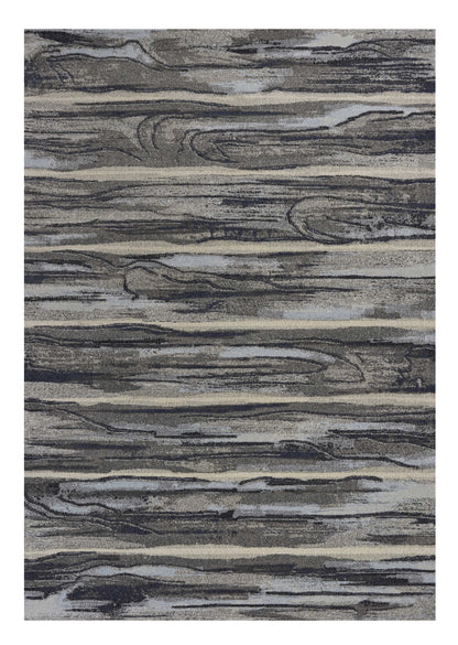 8' X 11' Grey Machine Woven Abstract Brushstroke Indoor Area Rug