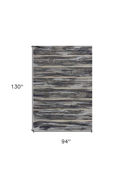 8' X 11' Grey Machine Woven Abstract Brushstroke Indoor Area Rug