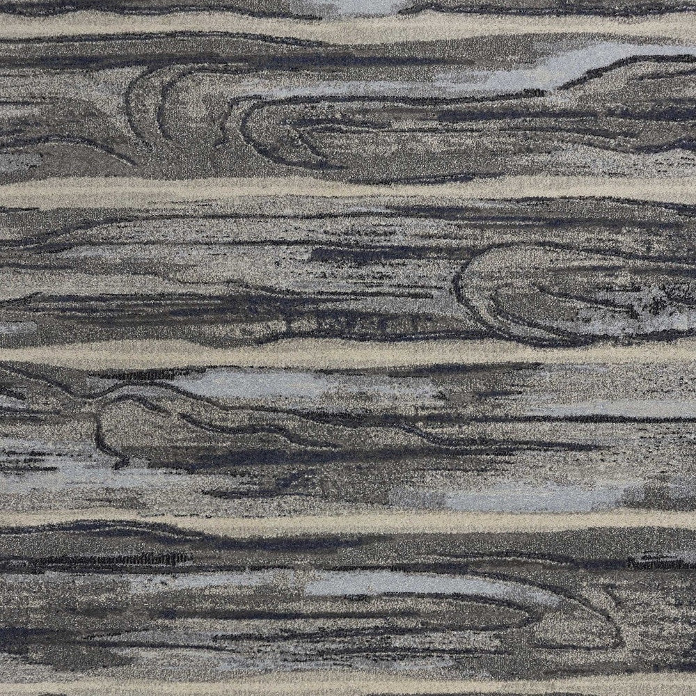 8' X 11' Grey Machine Woven Abstract Brushstroke Indoor Area Rug