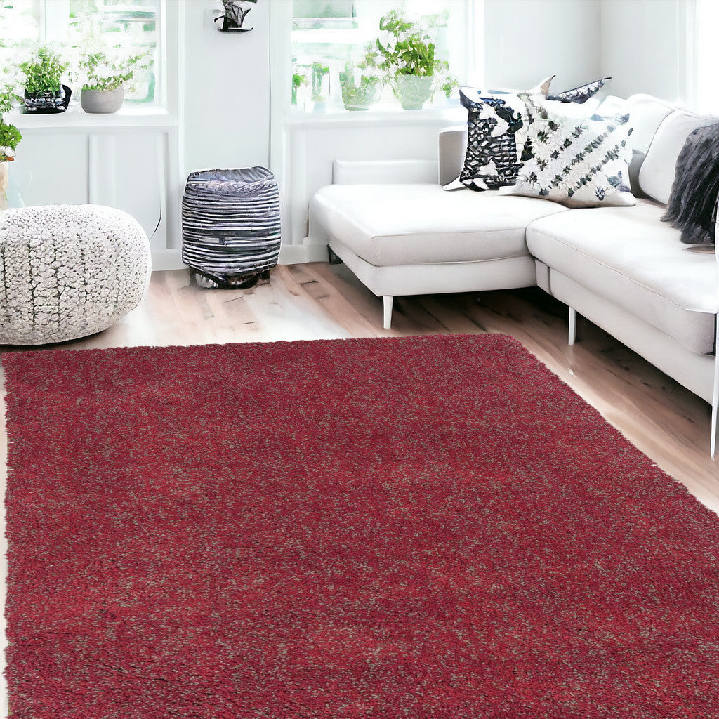 8' X 10' Red Heather Indoor Shag Rug