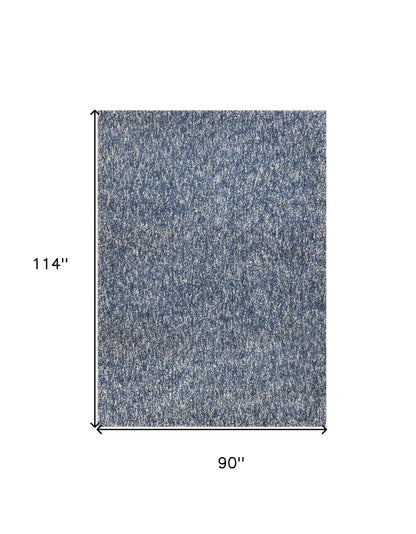 8' X 10' Polyester Indigo Or  Ivory  Heather Area Rug