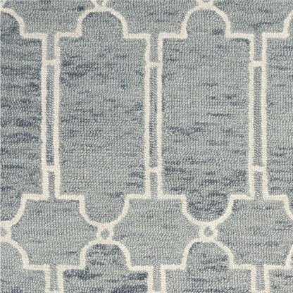 8' X 10' Slate Blue Hand Tufted Geometric Indoor Area Rug