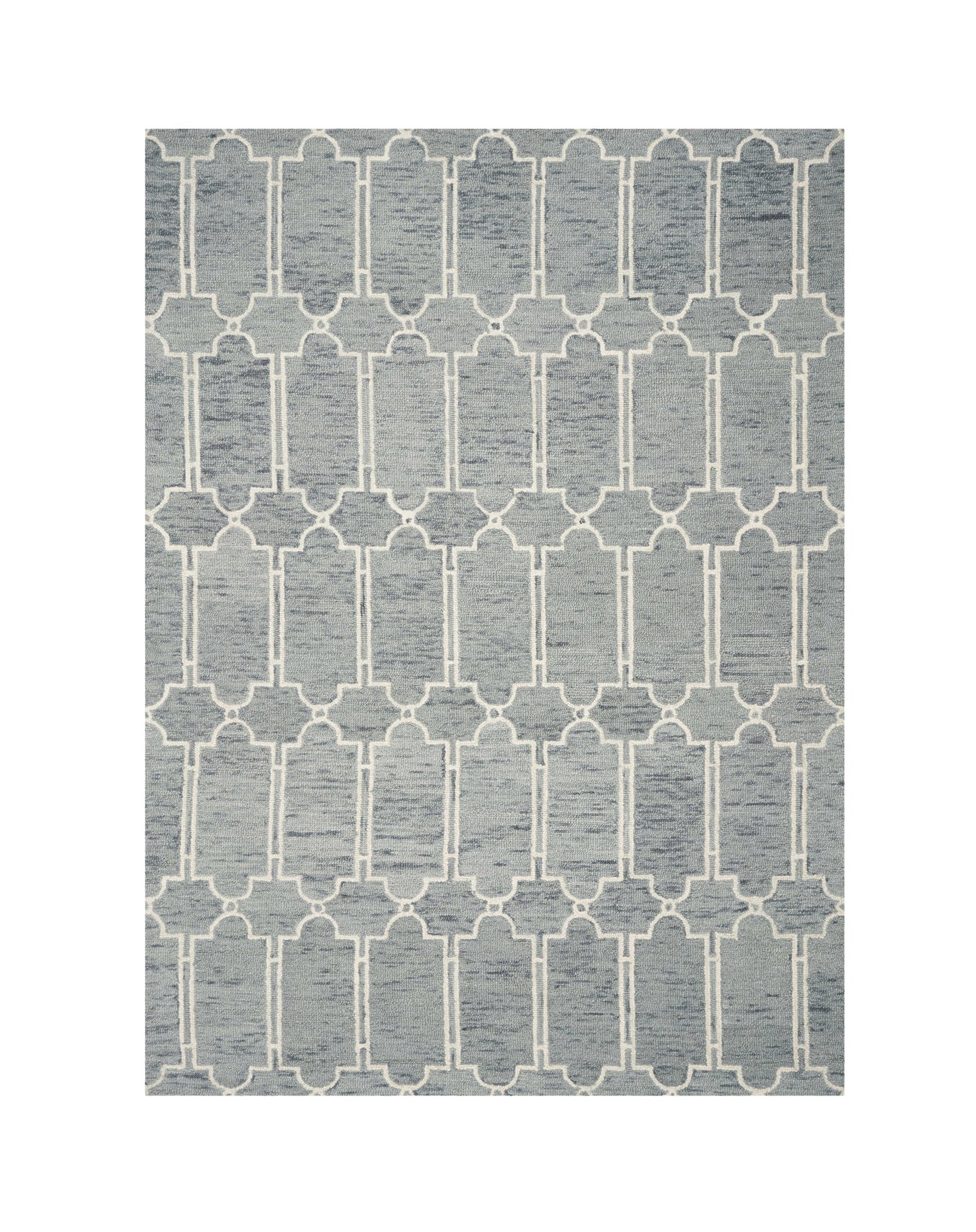 8' X 10' Slate Blue Hand Tufted Geometric Indoor Area Rug