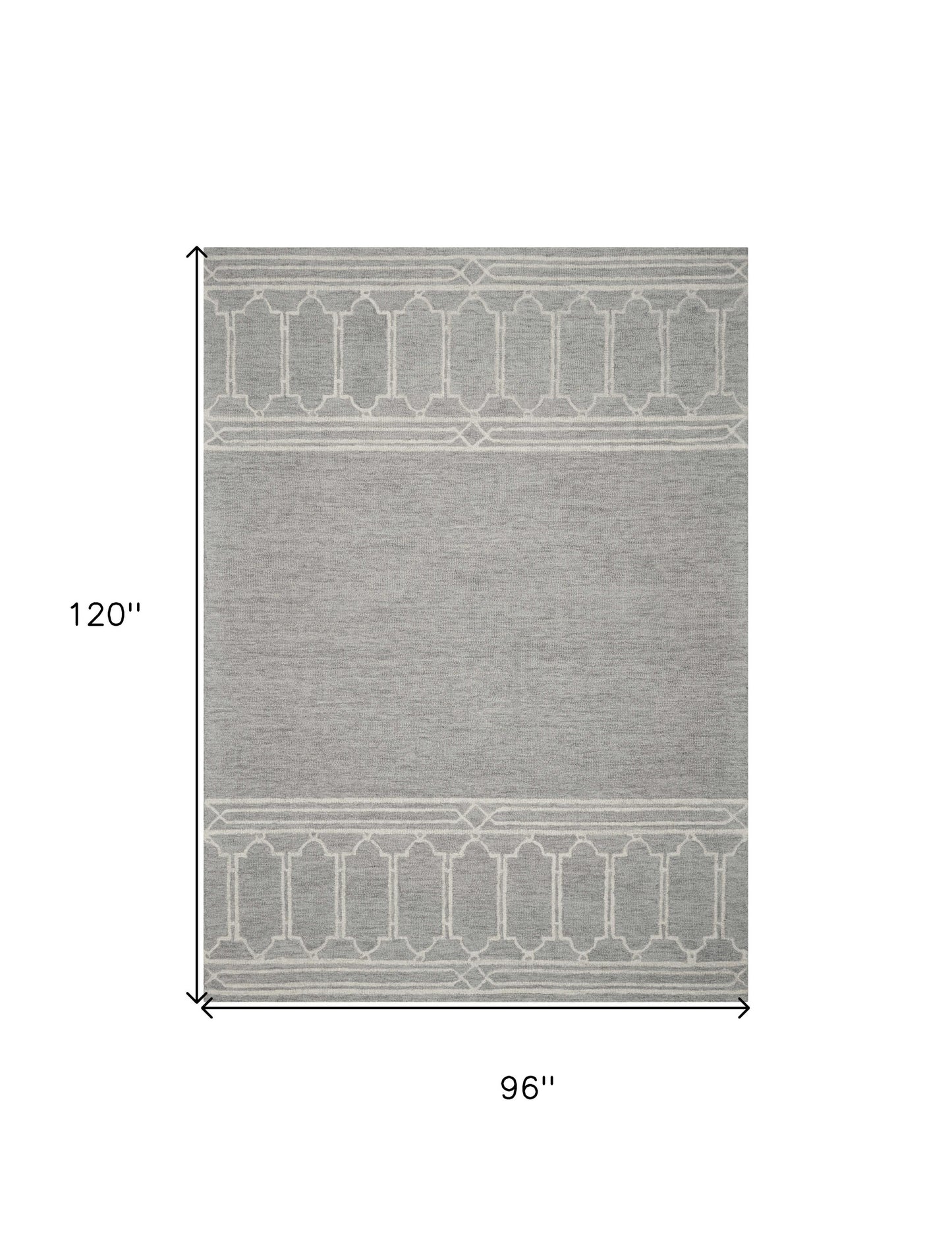 8' X 10'  Wool Grey Area Rug