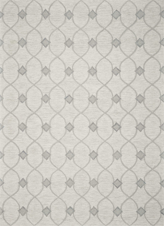 8' X 10' Ivory Hand Tufted Ogee Indoor Area Rug