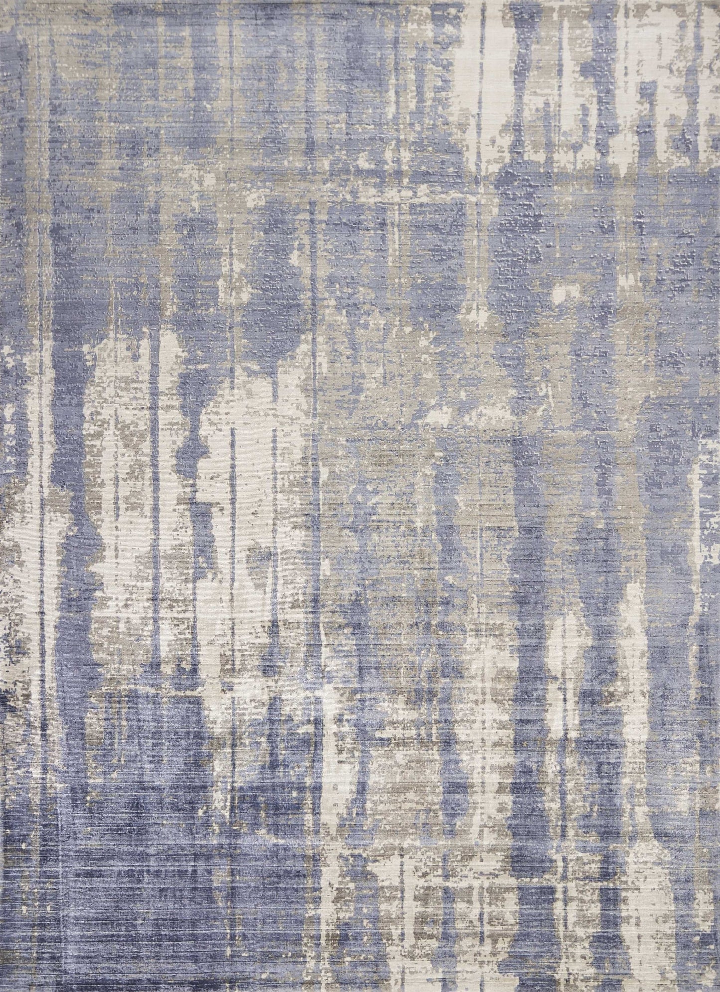 5' X 7' Grey Blue Hand Loomed Abstract Brushstroke Indoor Area Rug