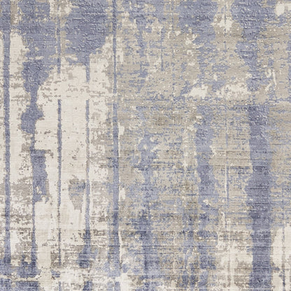 5' X 7' Grey Blue Hand Loomed Abstract Brushstroke Indoor Area Rug