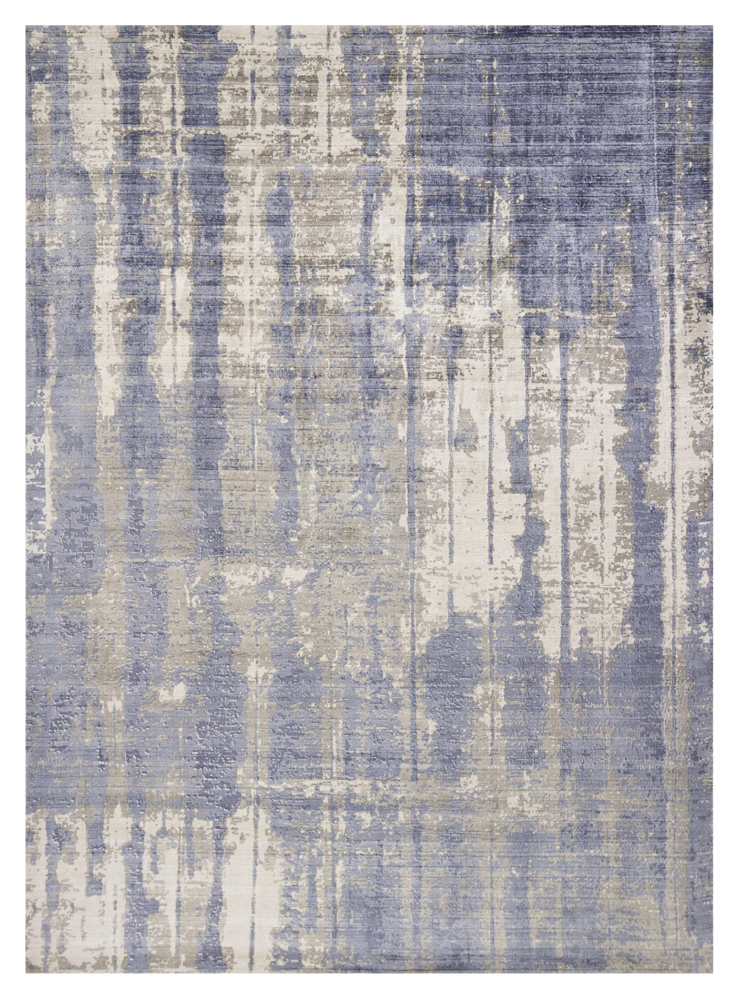 5' X 7' Grey Blue Hand Loomed Abstract Brushstroke Indoor Area Rug