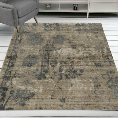 5' X 7'  Viscose Sand Or  Blue Area Rug