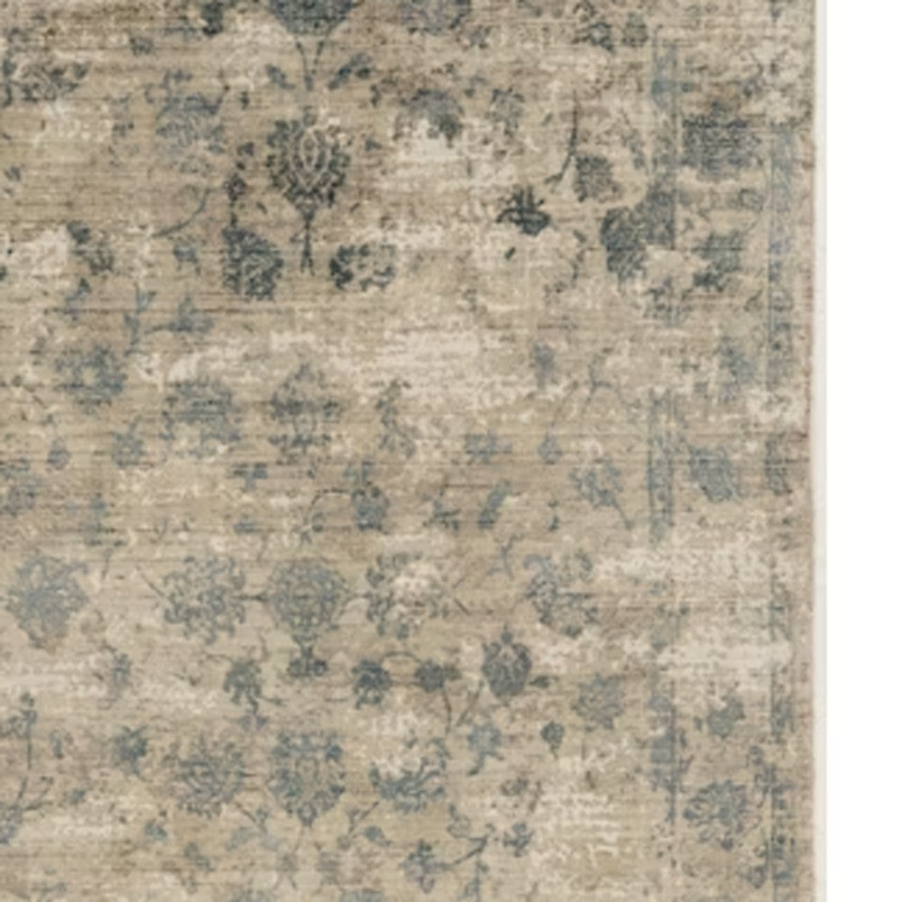 5' X 7'  Viscose Sand Or  Blue Area Rug