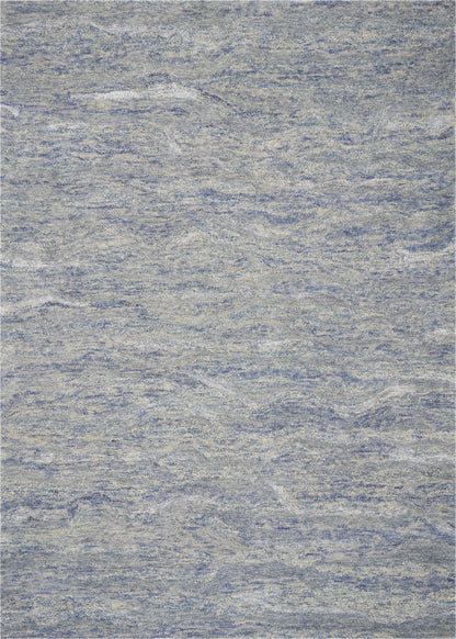 7' X 9' Wool And Viscose Ocean Blue Area Rug