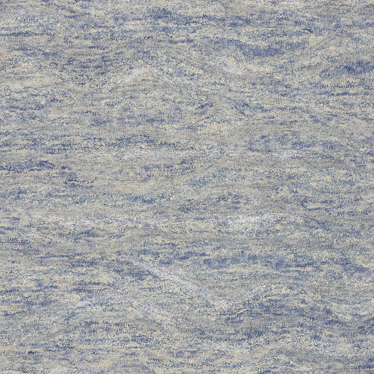 7' X 9' Wool And Viscose Ocean Blue Area Rug